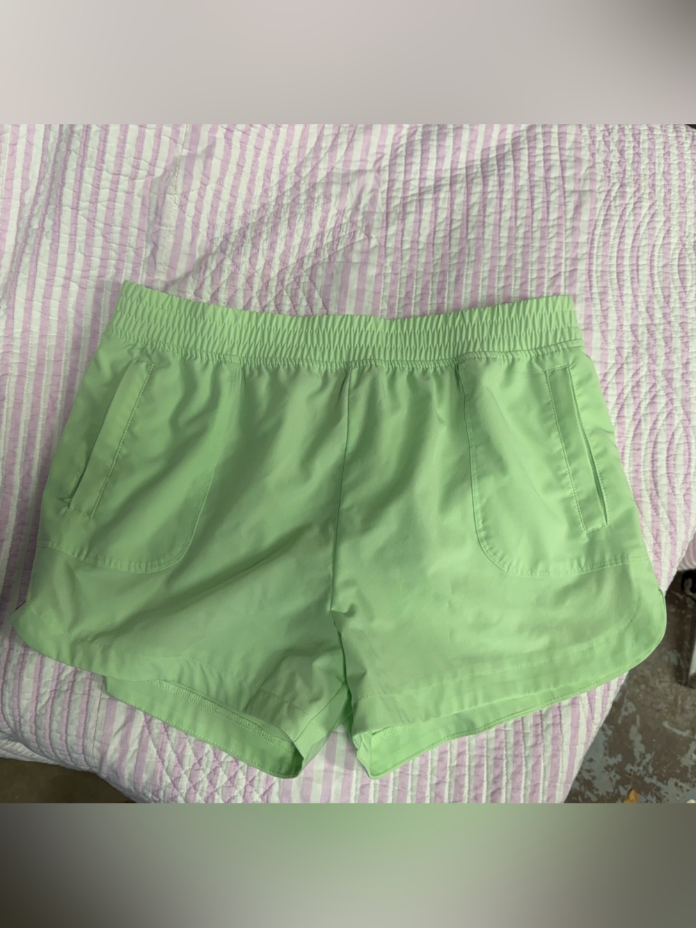 Kids Green Elastic-Waist Shorts